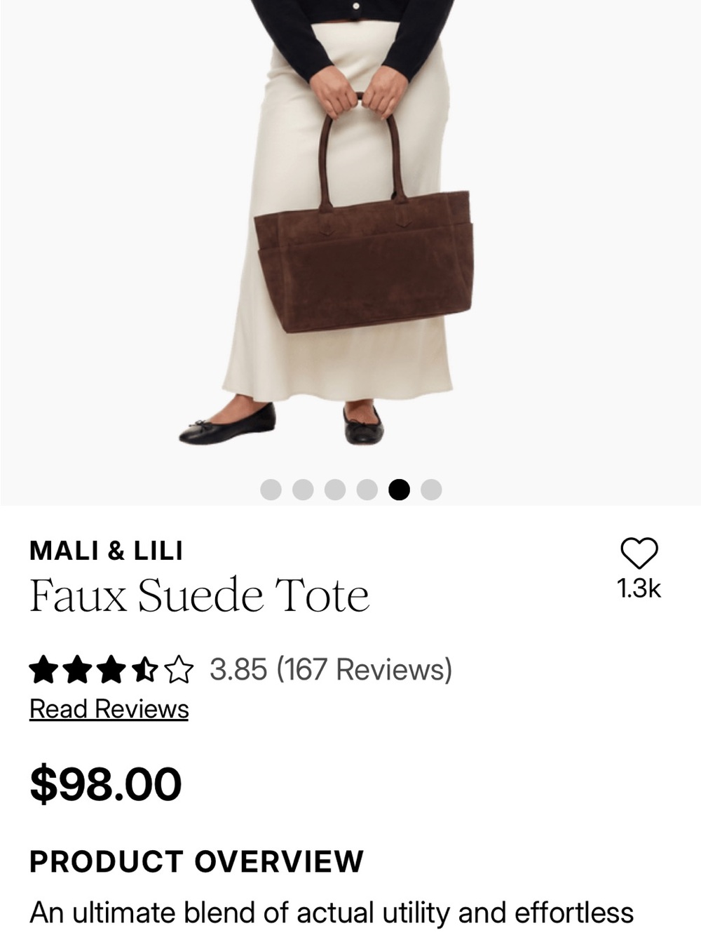 Brown Faux Suede Tote
